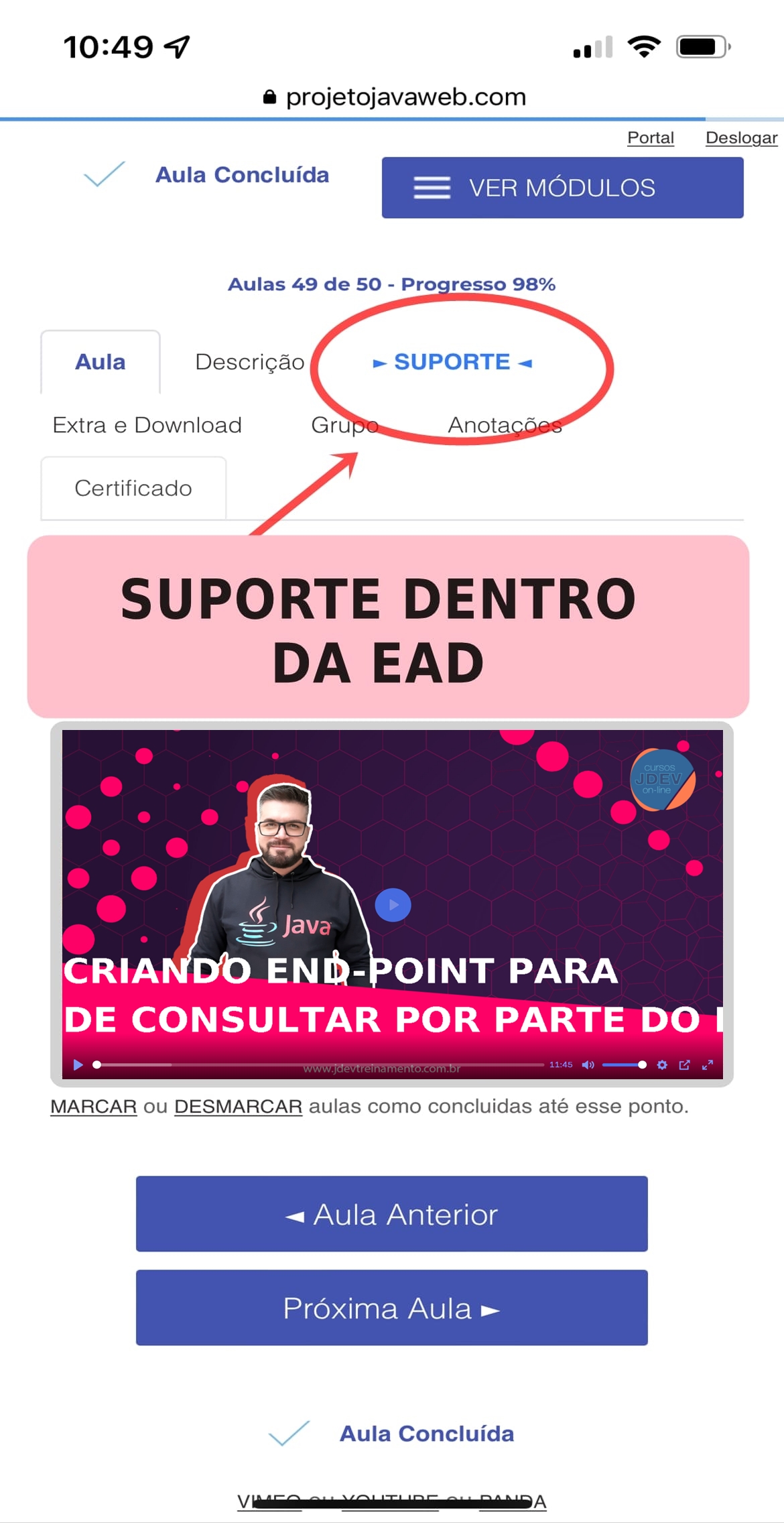 suporte ead plataforma