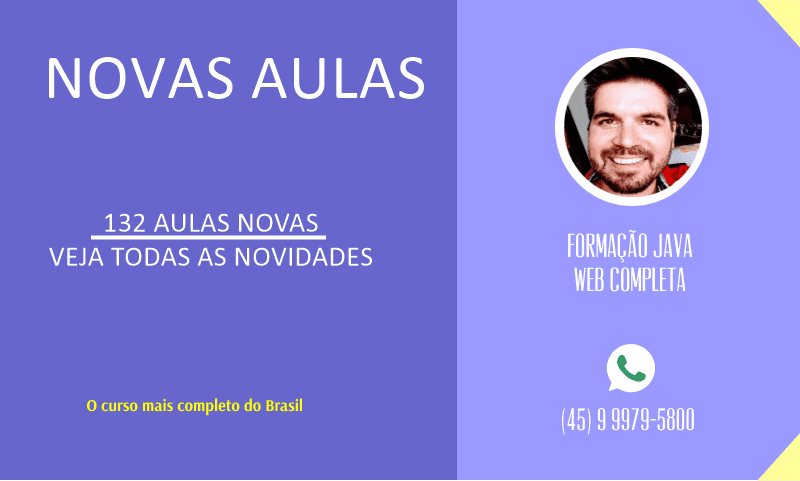 132 novas aulas no curso de Java