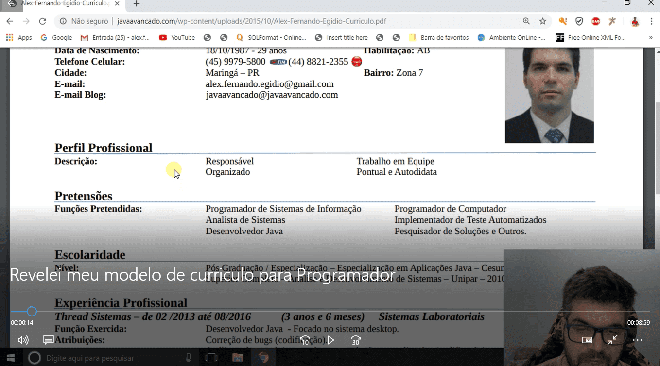 Revelei meu modelo de currículo para Programador